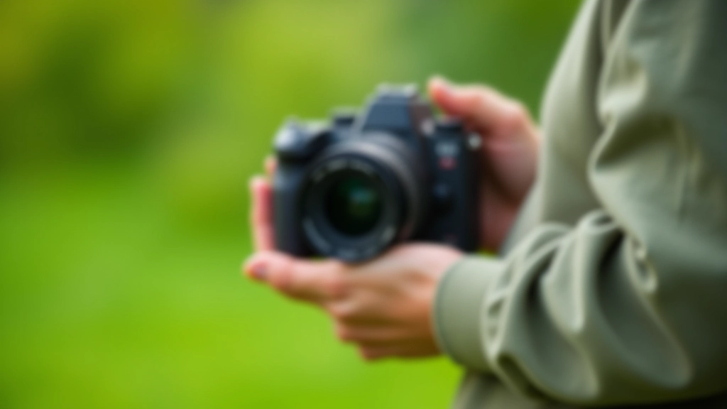 Pieaugušais vīrs turpina kameru rokā, fokusējot uz puķu fotografēšanu